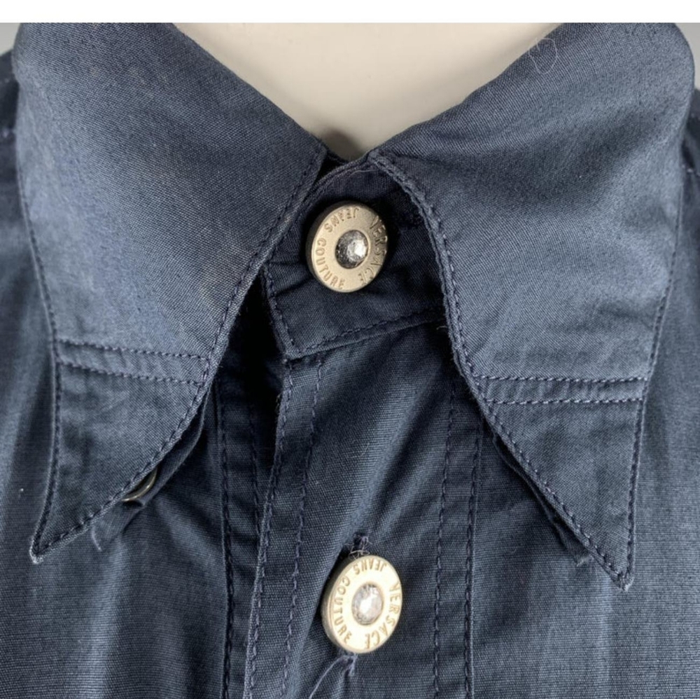 Versace Mens Long Sleeve Button Up Shirt!! Large. Dark Blue. Perfect Condition!! - Picture 5 of 8